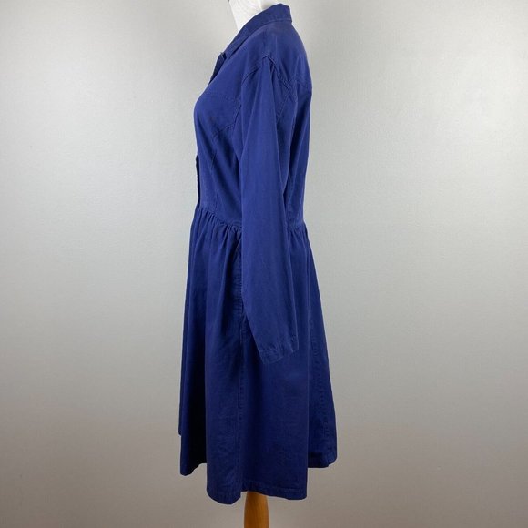 Gitano Dress Large Navy Blue Pearl Snap Denim Western Long Sleeve A-Line Vintage - Picture 8 of 10